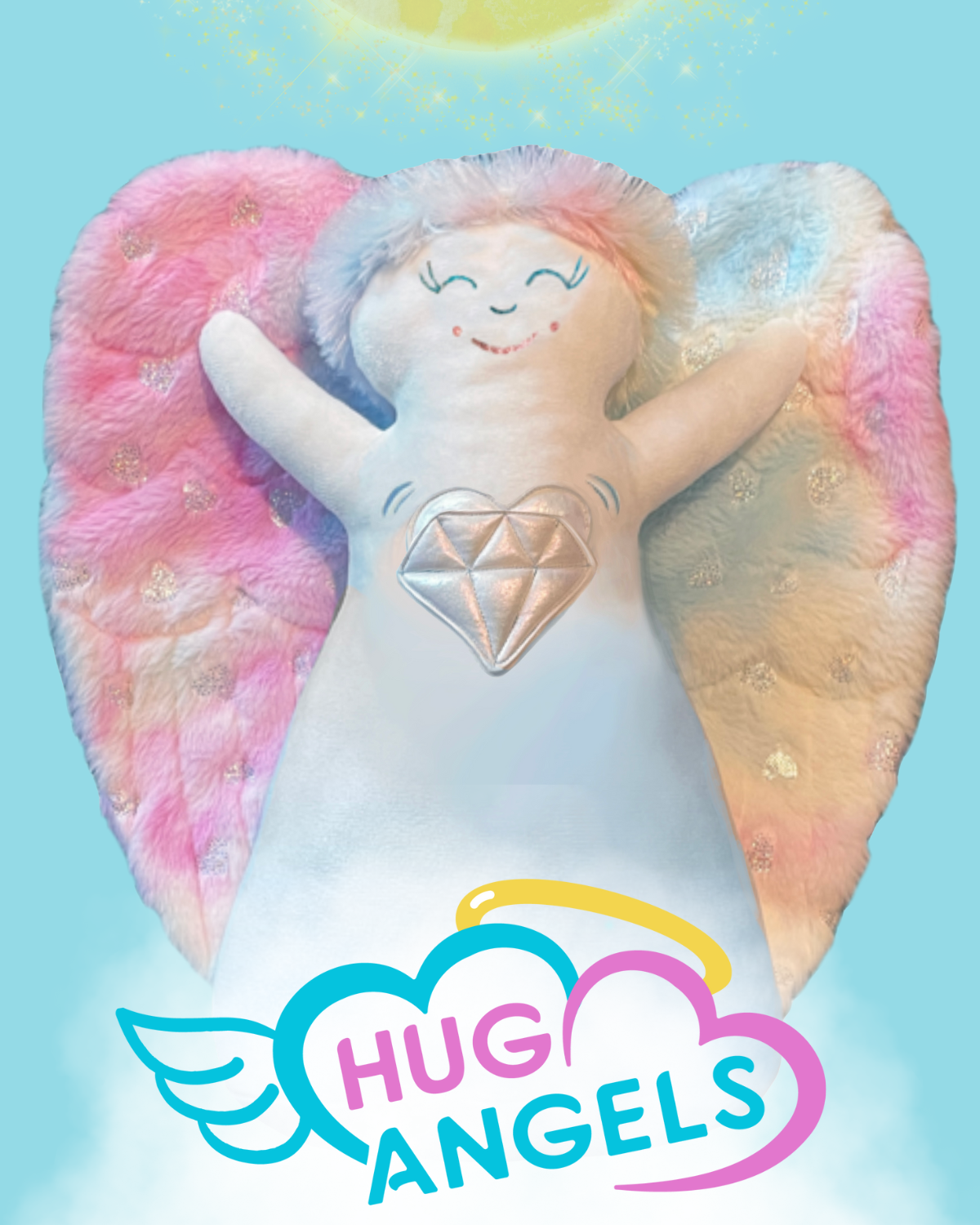 MUÑECA DE PELUCHE HUG ANGEL con bolsa HALO